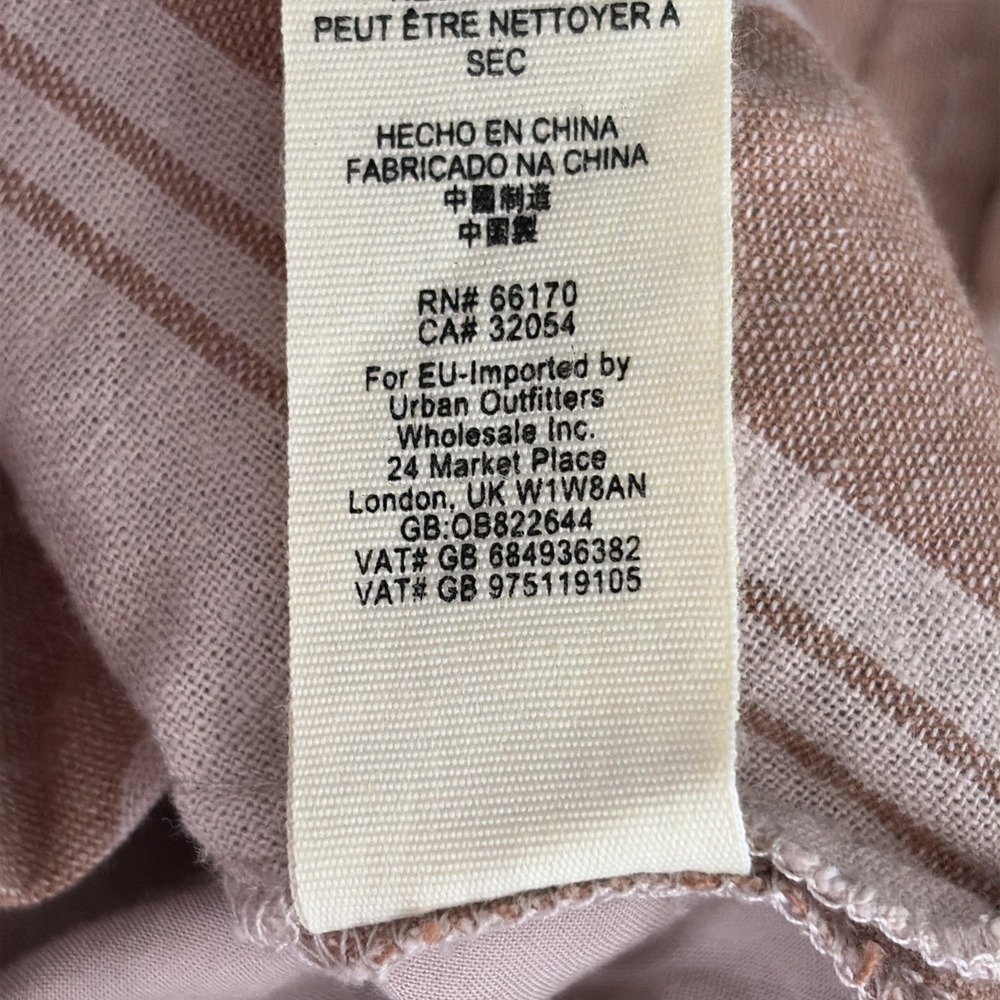 Free People Tuscan Sunrise Skirt Womens 8 Mauve Pink Stripe Linen Blend - Picture 8 of 10